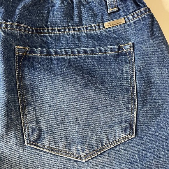 NWT KANCAN Ultra High Rise Paper Bag Shorts 100% Cotton Womens Size L Blue Denim - Picture 4 of 8